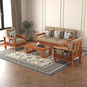 Solid Sheesham Wood 5 Seater Sofa Set