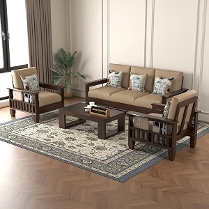 Solid Sheesham Wood 5 Seater Sofa Set