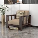 Sheesham Wood Single Sofa Chair | Premium Single Seater Sofa for Living Room, Bedroom & Office | Elegant Home Furniture Single Person Wooden Sofa (Evans Walnut, 1 Seater)