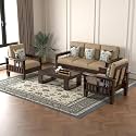 Solid Sheesham Wood 5 Seater Sofa Set