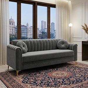 FURNY Dorino 3 Seater Fabric Sofa Set