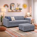 FURNY Luxora 3 Seater Fabric Sofa Set