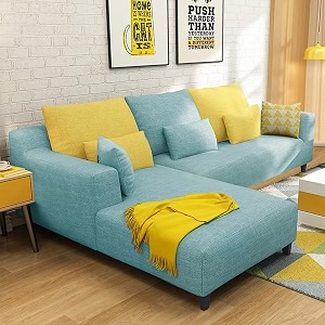 furny mintoo 4 seater fabric lhs l shape sofa set teal
