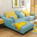FURNY Mintoo 4 Seater Fabric LHS L Shape Sofa Set (Teal)
