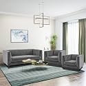 FURNY Modanway 5 Seater 3+1+1 Premium Fabric Spacious Sofa Set (Grey)