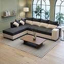 FURNY Sebian Velvet-Suede Fabric 6 Seater LHS