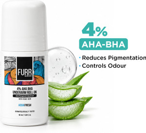 furr 4 aha bha underarm roll-on with long-lasting fresh aqua fragrance deodorant roll-on - for men  women 40 ml
