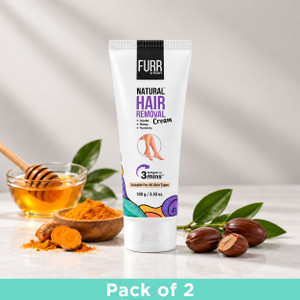 furr by pee safe natural hair removal cream for women  pack of 2  enriched with vitamin e turmeric jojoba oil  avocadofor all skin types cream