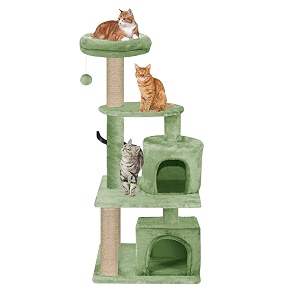 condo activity kitten cat tree - top perch  fur fabric  scratching posts  jute rope  for small cats and kittens small height 50 inch greenfurr-56