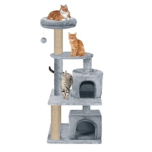 condo activity kitten cat tree - top perch  fur fabric  scratching posts  jute rope  for small cats and kittens small height 50 inch grey - furr-56