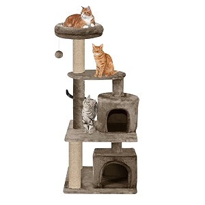 condo activity kitten cat tree - top perch  fur fabric  scratching posts  jute rope  for small cats and kittens small height 50 inch brown - furr-56