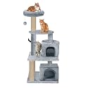 Condo Activity Kitten Cat Tree - Top Perch | Fur Fabric | Scratching Posts | Jute Rope | for Small Cats and Kittens (Small) (Height 50 Inch) (Grey - FURR-56)