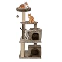 Condo Activity Kitten Cat Tree - Top Perch | Fur Fabric | Scratching Posts | Jute Rope | for Small Cats and Kittens (Small) (Height 50 Inch) (Brown - FURR-56)
