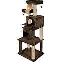 Fur Fabric Multistory Kitten Cat Tree - Condos | Perches | Hanging Balls | Jute RopeScratching Posts (22 x 18 x 57 Inches) (Brown - FURR-55)