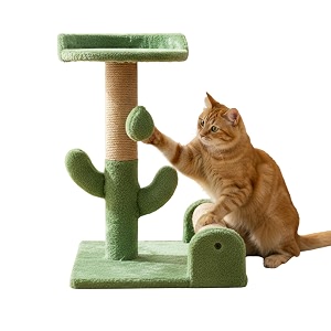 soft fur fabric activity dual jute rope scratching post cat tree for kittens amp cats height 16 inch cactus