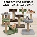 Soft Fur Fabric Activity Dual Jute Rope Scratching Post Cat Tree for Kittens &amp; Cats (Height 16 Inch) (Brown)