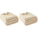 furrybaby Dog Blanket Soft Dog Blankets for Large Dogs Puppy Essentials Washable Sherpa Fleece Cat Blanket 40x47 Inches for Bed Furniture Couch Sofa (Large, Beige) (Pack of 2)