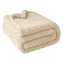 furrybaby Dog Blanket Soft Dog Blankets for Large Dogs Puppy Essentials Washable Sherpa Fleece Cat Blanket 40x47 Inches for Bed Furniture Couch Sofa (Large, Beige)