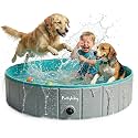Furrybaby Dog Pool, Kiddie Pool Hard Plastic Foldable Dog Pools for Large Dogs Portable Pet Doggie Wading Swimming (Grey 47'') Indoor and Outdoor