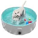Furrybaby Foldable Dog Pool, Kiddie Pool Hard Plastic, Collapsible Pet Bath Portable Dog Swimming Pool for Pet, Dogs and Cats Grey 32''