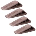 Fursafe&Q Rubber Door Stoppers for Bottom of Door, Door Stop Wedge with Holder, Heavy Duty Doorstops 4 Pack, Wall Protector for Home & Office & School & Commercial Doorstop Keep Open Stack Brown