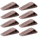 Fursafe&Q Rubber Door Stoppers for Bottom of Door, Door Stop Wedge with Holder, Heavy Duty Doorstops 8 Pack, Wall Protector for Home & Office & School & Commercial Doorstop Keep Open Stack Brown