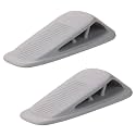 Fursafe&Q Rubber Door Stoppers for Bottom of Door, Door Stop Wedge with Holder, Heavy Duty Doorstops 2 Pack, Wall Protector for Home & Office & School & Commercial Doorstop Keep Open Stack Grey
