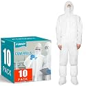 FURWEY 10P Hazmat Suits, Disposable Coveralls with Shoe Covers, Sizes M-4XL