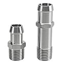 FUSCH 2Pcs Upgraded Stainless Steel 1/2" NPT Heater Hose Fittings, 5/8" Intake Fitting 3/4" Water Pump Fitting Compatible with Small Block Chevy Engines 283 305 307 327 350 383 400