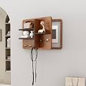 Fuse Box Cover Cabinet, Wall Mounted Fuse Box Cover Cabinet, Wooden with Shelf &amp; Hooks, for Living Room Home Office(Brown-a,50 * 40cm/19.7 * 15.7in)