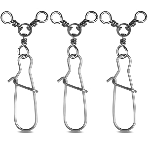 3 way swivel snaps fishing tackle connector 40pcs triple swivels with duo lock snaps t-turn fishing lure connectors for trolling catfish rig