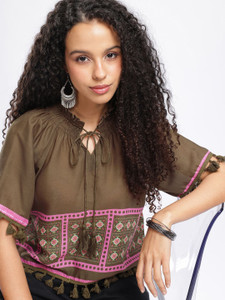 fusion by glitchez Casual Printed Women Green
