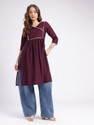 fusion by glitchez Women Solid A-line Kurta