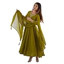 FUSIONIC Premium Mehndi Green Anarkali Set with