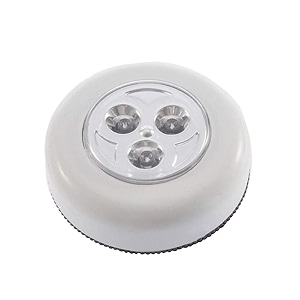 futaba 3-led push touch lamp mini round emergency light with stick tape - white