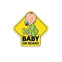 Futaba Cartoon "BABY ON BOARD" Car Sticker- Yellow