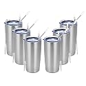 Futtumy Stainless Steel Travel Tumbler, 20 Oz Tumbler with 2 Lids and Straws, Insulated Coffee Tumbler, Double Wall Travel Tumbler, Thermal Cup, Powder Coated Coffee Cup for Hot Cold Drinks (White)