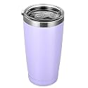Futtumy Stainless Steel Travel Tumbler, 20 Oz Tumbler with 2 Lids and Straws, Insulated Coffee Tumbler, Double Wall Travel Tumbler, Thermal Cup, Powder Coated Coffee Cup for Hot Cold Drinks (White)