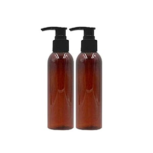 100 ml amber pet pump bottle for diy cosmetic- sun proof oxidize safe use for shampoos toners conditioner body wash cough syrup etc amber black pump - pack of 2