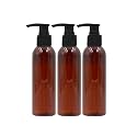 100 ml Amber Pet Pump Bottle for DIY Cosmetic- Sun Proof, Oxidize Safe, Use for Shampoos, Toners, Conditioner, Body Wash, Cough Syrup etc (Amber, Black Pump - Pack of 3)