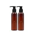 100 ml Amber Pet Pump Bottle for DIY Cosmetic- Sun Proof, Oxidize Safe, Use for Shampoos, Toners, Conditioner, Body Wash, Cough Syrup etc (Amber, Black Pump - Pack of 2)