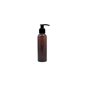 120 ml amber pet pump bottle for diy cosmetic- sun proof oxidize safe use for shampoos toners conditioner body wash cough syrup etc amber black pump - pack of 1
