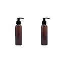120 ml Amber Pet Pump Bottle for DIY Cosmetic- Sun Proof, Oxidize Safe, Use for Shampoos, Toners, Conditioner, Body Wash, Cough Syrup etc (Amber, Black Pump - Pack of 2)