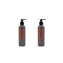 200 ml Amber Pet Pump Bottle for DIY Cosmetic- Sun Proof, Oxidize Safe, Use for Shampoos, Toners, Conditioner, Body Wash, Cough Syrup etc (Amber, Black Pump - Pack of 2)