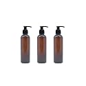200 ml Amber Pet Pump Bottle for DIY Cosmetic- Sun Proof, Oxidize Safe, Use for Shampoos, Toners, Conditioner, Body Wash, Cough Syrup etc (Amber, Black Pump - Pack of 3)