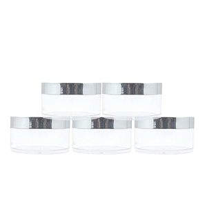 50g acrylic transparent jars with royal silver lid refillable containers for personal care beauty products medicine storage household use amp multi-purpose - pack of 5
