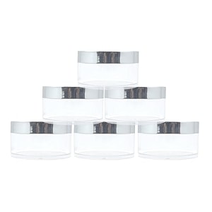50g acrylic transparent jars with royal silver lid refillable containers for personal care beauty products medicine storage household use amp multi-purpose - pack of 6
