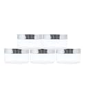 50g Acrylic Transparent Jars with Royal Silver Lid, Refillable Containers for Personal Care, Beauty Products, Medicine Storage, Household Use &amp; Multi-Purpose - Pack of 5