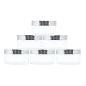 50g Acrylic Transparent Jars with Royal Silver Lid, Refillable Containers for Personal Care, Beauty Products, Medicine Storage, Household Use & Multi-Purpose - Pack of 6