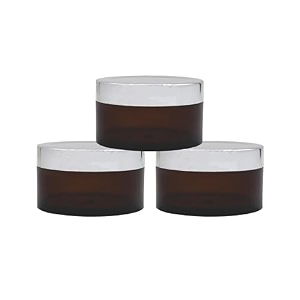 acrylic amber jar with royal silver lid for personal care medicine keeping household use beauty products amp multi purpose 50 gm - pack of 3